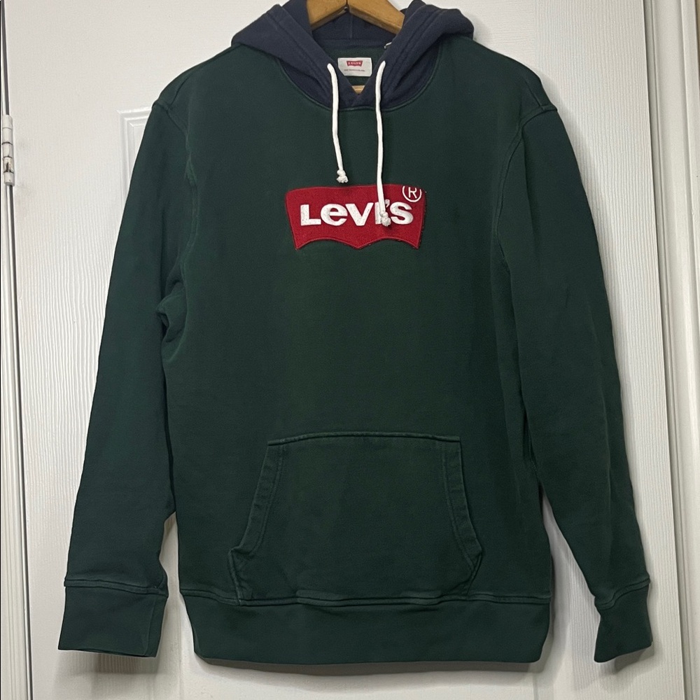 Vintage Levi's Dark Green with Navy Hoodie with Red Logo
